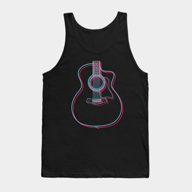 3D Auditorium Style Acoustic Guitar Body Outline Tank Top by nightsworthy